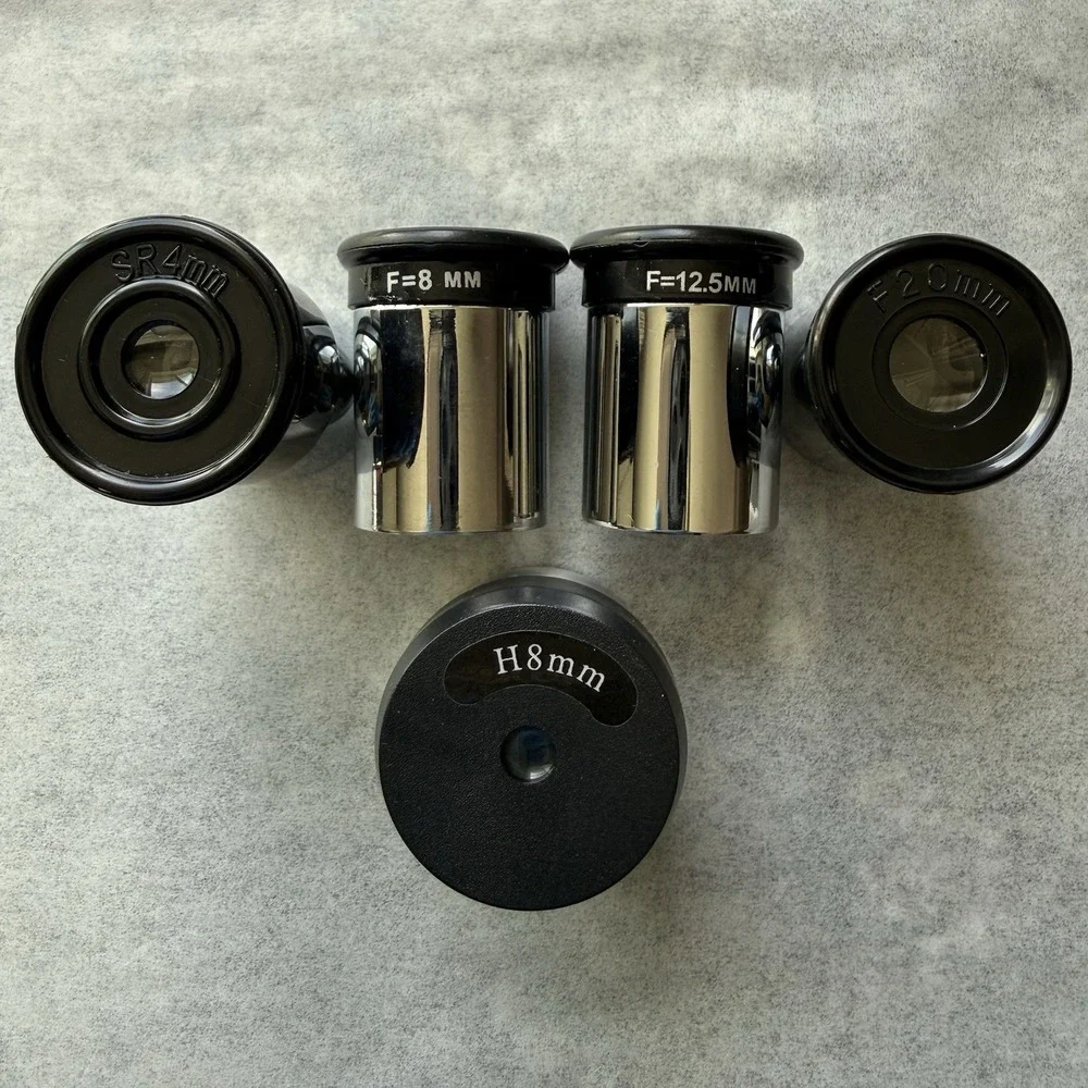 Lot of 5 Telescope Eyepieces -SR4mm, F-8, F-12.5, F-20 And H8mm
